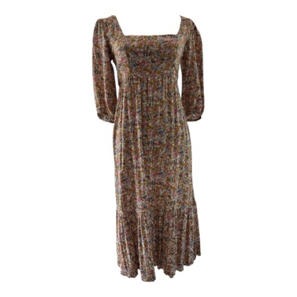 SO midi dress, prairie granny style. Retro.Size small, dainty florals, smocking - Picture 3 of 8